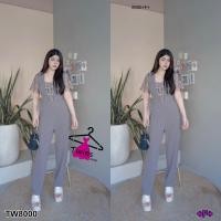 ราคา TW8000 Jumpsuit ชุดจั้มสูทขายาว แขนสั้น งานลูกไม้ลายมงกุฏ (436913670)