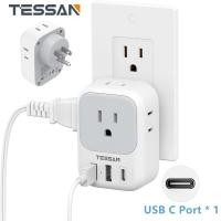 ราคา 3 Strong Plug Adapter Outlet Extender USB C Charger USB Plug Type C AdapterTESSAN 3 USB Wall Charger Multiports 1 USB C Port Cube Charging Station Power Socket Power Adapter USB Adaptor with 4 Outlet 