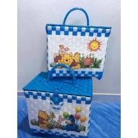 ราคา กระเป๋าสานพลาสติกลายหมีพูแบบฝาปิดขนาด 15 19 16 M 11 16 12 ไซส์ S (6632238725)