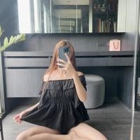 ราคา เสื้อปาดไหล่แขนกระดิ่งเล็กสมอคเอว ใส่แล้วช่วยพรางแขนด้วยน้ารุ่นนี้ ผ้าชีฟองอย่างดี ใส่สบาย ผ้าพริ้วค่ะ (14055319132)