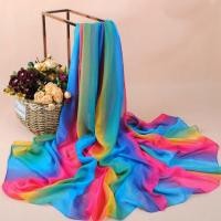 ราคา Gradient Rainbow สีขนาดใหญ่ยาวชีฟองผ้าพันคอผ้าไหมสุภาพสตรีของขวัญวันแม่ผ้าพันคอผ้าคลุมไหล่ยาว (7628816707)