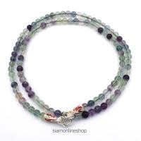 ราคา STONE NECKLACE สร้อยคอหินแท้ หินฟลูออไรต์ fluorite ขนาด 5 มม ตะขอเงินลงยา by siamonlineshop (1681784182)