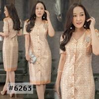 ราคา 6263 ชุดเดรสผ้าไหมญี่ปุ่นเนื้อเงามัน (15093593348)