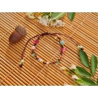 ราคา กำไลข้อมือถักเชือกเทียน กำไลเชือกถักวินเเทจ ลูกปัดไม้ (20405667871)