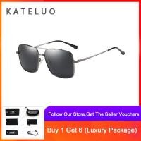ราคา Kateluo ยี่ห้อวินเทจบุรุษแว่นกันแดด UV400 แก้วเลนส์แว่นตาอาทิตย์สแควร์ขับรถแว่นตาแว่นตาสำหรับผู้ชาย 98015 (2474260571)