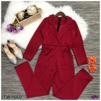 ราคา B1660 จั้มสูทขายาว คอปกเชิ้ต ดูลุคเรียบหรู เนย Long legged jumpsuit shirt collar elegant look Butter (16911437287)