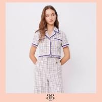 ราคา asv ss23 Renata Cropped Pyjama Shirt เสื้อเชิ้ตผู้หญิง ทรงครอป คอปกเชิ้ต แขนสั้น แต่งกระเป๋าหน้า แต่กุ๊นผ้าซาติน ชายแต่งพู่ แต่งกระดุมทอง ผ้าทวีต (19284803354)