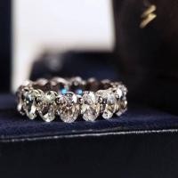 ราคา คุณภาพสูง Luxury Shiny Brilliant Diamond Tryst Prong Set Oval Emerald Cut Timeless Wedding Statement Ring 18K White Gold Plated On 925 Silver Not Fade Not Rust Stackable Ring (16306141280)