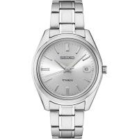 ราคา Seiko Men Stainless Steel Quartz Dress Watch with Titanium Strap Silver 20 Model SUR369 (19518689589)