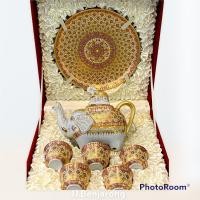 ราคา ชุดกาทรงช้างเบญจรงค์พร้อมกล่องผ้าไหม Elephant shaped Tea Set with Five Small cups in Silk Box Handpainted by JJ Benjarong (15556354870)