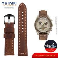 ราคา สายนาฬิกาหนังวัวนิ่มเนื้อทรายละเอียดสายนาฬิกา20มม สำหรับ Omega SWATCH Moon ผู้หญิงผู้ชาย (18285434698)