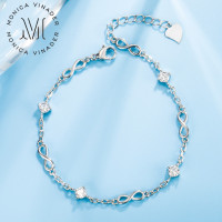 ราคา สร้อยข้อมือเงินแท้เลขนำโชค 8 Leaves Flowers กำไลเพชร Moissanite แท้ กําไลข้อมือผู้หญิง กำไลข้อมือเงินแท้ สร้อยข้อมือเพชร (20929829130)