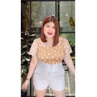 ราคา 691 Rเสื้อสาวอวบสาวพลัสไซส์ ผ้าซีทรูดอกไม้ รุ่นสม็อค อก38 48 (19908196884)