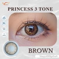 ราคา คอนแทคเลนส์ princess 3 tone Brown ยี่ห้อ Beautylens ค่าสายตาปกติ 1000 (20743670207)