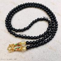 ราคา สร้อยคอนิลแท้ 4 มม ผิวเงา 20 นิ้ว แต่ง ไหมทองแท้ ตะขอ ชุบทอง ลงยา YTG 7182 (17437589733)