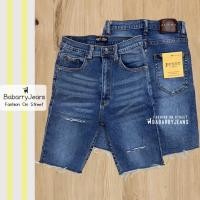 ราคา พร้อมส่ง BabarryJeans กางเกงยีนส์ สามส่วน เอวสูง S 5XL ผ้ายีนส์ยืด แต่งขาด สียีนส์ฟอกเข้ม (20409267848)