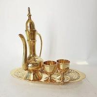 ราคา ชุดกาเหล้า กาอินเดียเล็ก ทองเหลืองหล่อหนาพร้อมจอกเหล้า ถาดฉลุ (7850449528)