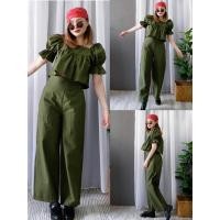 ราคา ชุดเซ็ทเสื้อครอป กางเกงขายาวเอวสูง (20937194738)