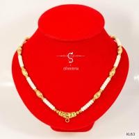 ราคา KL63 สร้อยห้อยพระ โค้งลงยาดอกไม้ ประดับมะเฟืองทอง คั่นเม็ดกะลาดำ เม็ดทองเลเซอร์ เลือกความยาวได้ l สร้อยพระ พระ (1047490750)
