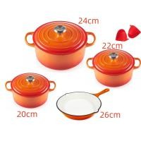 ราคา จัดส่งภายใน 24 ชม สีเย็นฝรั่งเศสแท้ หม้อเหล็กหล่อ หม้อ เคลือบฟัน 20cm 22cm 24cm 4 2L หม้อซุป กระทะ หม้อเหล็กหล่อ (19100469246)