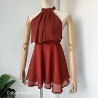 ราคา Demi dress เดรสโชว์หลัง เดรสผูกคอ เดรสผูกโบว์ เดรสออกงาน เดรสผ้าวิ้งค์ JILALIN BKK (17935326381)