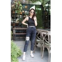 ราคา ส่งเร็ว กางเกงยีนส์ทรงบอย แต่งขาดข้างเดียว กางเกงยีนส์ผู้หญิง กางเกงยีนส์แฟชั่น (7898534943)