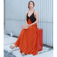 ราคา SS12336 Maxi Dress เดรส สายเดี่ยว กระโปรงอัดพลีท (19776357764)