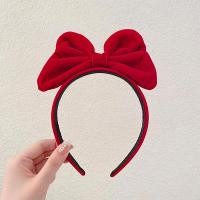 ราคา แฟชั่นเกาหลีโบว์กำมะหยี่กิ๊บเชือกคาดผม 2022 ใหม่สีแดงคาดผมปีใหม่เครื่องประดับผม (17338994590)