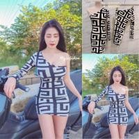 ราคา เดรสไหล่เบี่ยง free size (20309845656)