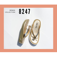 ราคา รองเท้าเเฟชั่นผู้หญิงเเบบเเตะหูหนีบส้นตัน No 8247 NE NA Collection Shoes (8781036803)