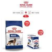 ราคา เซตคู่สุดคุ้ม Royal Canin Maxi Adult 4kg ยกกล่อง 10 ซอง Royal Canin Maxi Adult Pouch Gravy อาหารเม็ด อาหารเปียกสุนัขโต พันธุ์ใหญ่ อายุ 15 เดือนขึ้นไป ซอสเกรวี่ Dry Dog Food Wet Dog Food โรยัล คานิน (2