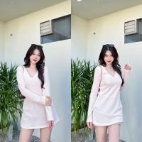 ราคา Morgan minidress มี2 เนื้อผ้า มินิเดรสคอวี ผ้านุ่ม ไม่หนาไม่บางกำลังดี สาวอวบใส่ได้ (21050877378)