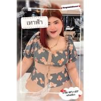 ราคา KA เสื้อคอเหลี่ยม กระดุมหน้า แขนตุ๊กตา อก 38 50 ก่อนยืด38 40ไซส์ใหญ๋ (11025844476)