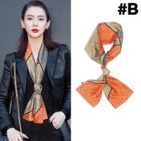 ราคา Rine Beauty ผ้าพันคอ สาวออฟฟิศ คุณภาพดี ดูหรู ดูแพง เนื้อผ้าบางเบา small scarf long satin chiffon printed silk scarf womens all match scarf tie (16382781989)