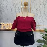 ราคา ส่งเร็วพิเศษ เสื้อผ้าคนอ้วน แฟชั่นคนอ้วน รเานปอแฟชั่น อก42 58 ยาว17 เฉพาะตัวเสื้อ ถ้าวัดจากไหล่ยาว 25 ใหญ่พิเศษ ครอปเปิดไหล่ (19582058515)