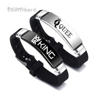 ราคา Eounthbard 2ชิ้น เซ็ตสร้อยข้อมือคู่รักซิลิโคนกีฬาทันสมัยกำไลข้อมือมงกุฎสีขาวดำ Her King His Queen สร้อยข้อมือสแตนเลสของขวัญ สร้อยข้อมือเครื่องราง (12360295328)