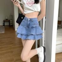 ราคา กระโปรงยีนส์สั้นชายระบายสาวแซ่บกระโปรงทรงหางปลาเอวสูงใส่ช่วงฤดูร้อนสำหรับผู้หญิงกระโปรงสั้นสุดๆทรงเอแบบเค้กกระโปรงจีบรอบ (14759406547)