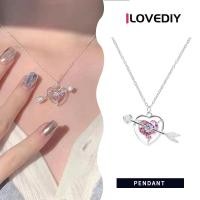 ราคา ILOVEDIY สร้อยจี้รูปหัวใจพลอยเทียมสีชมพูเจาะลูกศรแฟชั่นผู้หญิงลูกศรเจาะสร้อยคอรูปหัวใจโลหะผสม (20605294189)