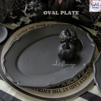 ราคา Violet Flamingo จานเซรามิคเนื้อหนา รุ่นวิคตอเรีย จานสไตล์ยุโรป สีเทาเข้ม Halloween Collection (20565918695)