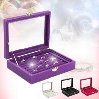 ราคา กล่องจัดระเบียบจัดแสดงแหวนไม้กำมะหยี่สำหรับเครื่องประดับกล่องเก็บต่างหูที่ใส่ถาดกล่องเครื่องประดับกำมะหยี่เครื่องประดับตู้โชว์เก็บของเคส (613976764)