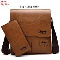 ราคา JEEP BULUO กระเป๋าแฟชั่นผู้ชายกระเป๋าคาดลำตัวหนังลำลองสำหรับผู้ชายปี2022 2ชิ้น เซ็ต (13103712212)