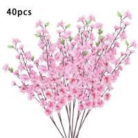 ราคา 50pcs Artificial Cherry Spring Plum Peach Blossom Branch Silk Flower Tree Decor (13552344650)