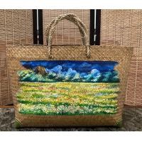 ราคา กระเป๋าสานกระจูดย้อมสี ลายเพ้นท์ทำด้วยมือ แฮนด์เมดทั้งชิ้น มีหลายขนาด (21131152307)