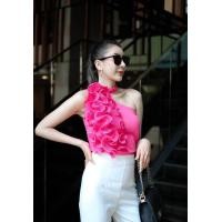 ราคา 08S เสื้อปาดไหล่ระบาย เสื้อไหล่เฉียงอัดพลีท (20051734105)