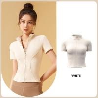 ราคา SBART New outdoor running casual skinny slim full zipper stand up collar yoga fitness short sleeve sports jacket (19829276957)