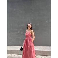ราคา เดรสยาวผ้าลินินหนา วีอก ช่วงเอวยางยืดรอบตัว สายเดี่ยวปรับความยาวสายเองได้ ทรงกระโปรงบานทิ้งตัวมีกระเป๋า (19182743603)