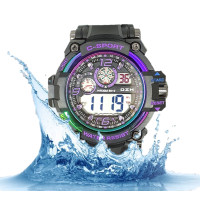 ราคา DZHของแท้ นาฬิกาผู้ชาย นาฬิกากีฬา Sport watch นาฬิกาข้อมือ C SPORT นาฬิกากันน้ำ100 ทรง สปอร์ท สีรุ่งไล่สี RC778 3 (2435412519)