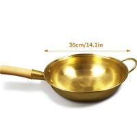 ราคา Konco เครื่องครัวกะทะทอดทองเหลืองกระทะทองแดงแท้100 32 34 36ซม หม้อทองแดงของขวัญขึ้นบ้านใหมมือจับกระทะไม้หนาหม้ออาหารหรูหราสำหรับเตาแก๊ส (20765986546)