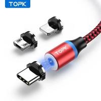 ราคา สายชาร์จแม่เหล็ก3 in 1 topk สายชาร์จโทรศัพท์แม่เหล็กหมุน360พร้อมไฟ LED สำหรับสายไมโคร USB Type C (21170921764)