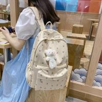 ราคา newgalleryshop N1908 กระเป๋าเป้ไนล่อนลายดอกไม้ ใบใหญ่ มีของแถมที่ห้อยน้องหมี (19672863966)